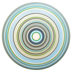 "Argentina" Contemporary Abstract Blue and Green Concentric Circle Painting