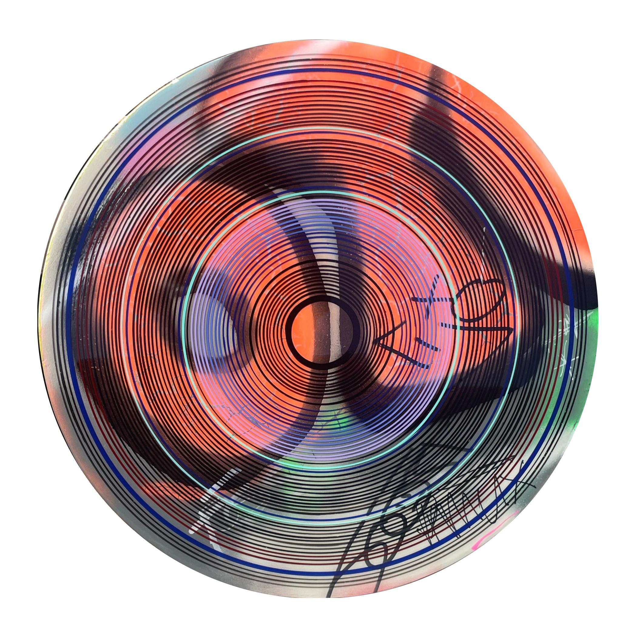 "CBGB 2 (Study)" Peinture contemporaine abstraite colorée en forme de cercle concentrique