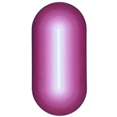 "Cincel" Pintura abstracta contemporánea ovalada concéntrica en forma de ombre magenta