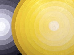 "Chonk" Contemporary Abstract Gray and Yellow Concentric Circle Painting