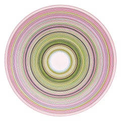 "Cloud Suite" Contemporary Abstract Pink and Green Concentric Circle Painting