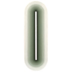 "Dorman" Zeitgenössische abstrakte Malerei in Form eines konzentrischen Kreises in Grün und Weiß