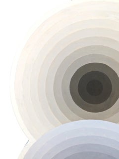 "Frost" Contemporary Abstract Gray and Tan Concentric Circle Painting