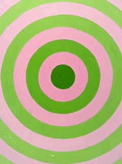 "Jerusalem" Contemporary Abstract Pink & Green Concentric Circle Painting