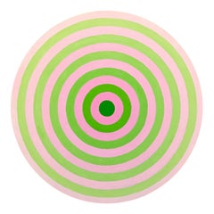 "Jerusalem" Contemporary Abstract Pink & Green Concentric Circle Painting