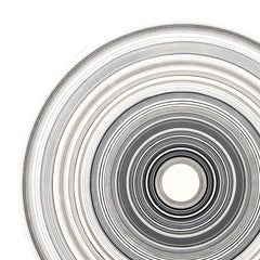 "Kool Thing" Contemporary Abstract Gray and White Concentric Circle Painting