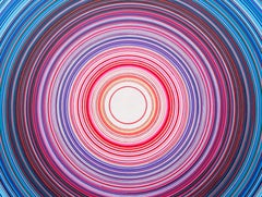 "La Vie En Rose" Pintura contemporánea en círculos concéntricos azules y rosas