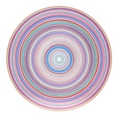 "Wishing" Pink, Red, and Light Blue Circular Painting