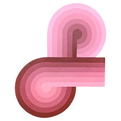 "Loom" Contemporary Abstract Pink Concentric Circle Shaped Painting