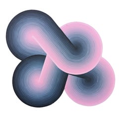 "Macungie" Quadro astratto contemporaneo a forma di cerchio concentrico rosa e nero