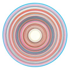 "Mint Royale" Contemporary Abstract Pink & Blue Concentric Circle Painting