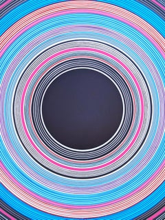 "Monsoon" Contemporary Abstract Blue, Black, & Purple Concentric Circle Painting