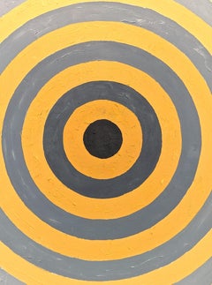 "Nazereth" Contemporary Abstract Orange & Gray Concentric Circle Painting