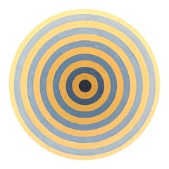 "Nazereth" Peinture abstraite contemporaine en cercle concentrique orange et gris