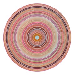 "N.Y." Contemporary Abstract Pink and Orange Concentric Circle Painting