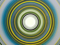 "Oh Sarah" Contemporary Abstract Green and Blue Concentric Circle Painting