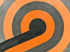 "Ohio" Contemporary Abstract Orange & Gray Concentric Circle Shaped Painting