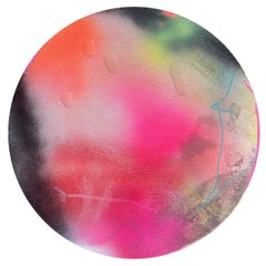 "Pearly Dewdrops 5" Contemporary Colorful Abstract Circular Painting