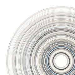 "Pink Steam" Contemporary Abstract Gray and White Concentric Circle Painting