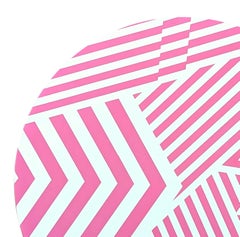 “Queen is Dead” Contemporary Abstract Pink & White Geometric Circle Painting