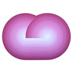"Rasp" Contemporary Abstract Magenta & White Ombre Concentric Shaped Painting