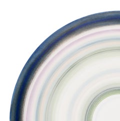 "Sam" Contemporary Pink, Blue, and Green Concentric Circle Abstract Painting