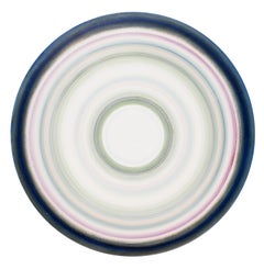 "Sam" Contemporary Pink, Blue, and Green Concentric Circle Abstract Painting