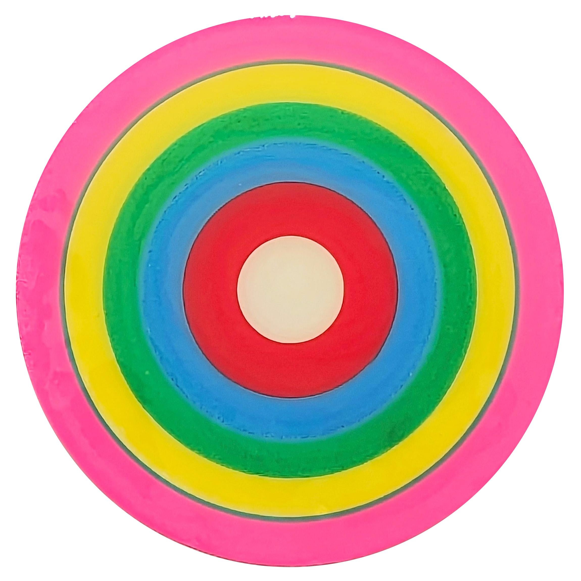 "Study for a Song 8" Peinture contemporaine abstraite colorée en forme de cercle concentrique