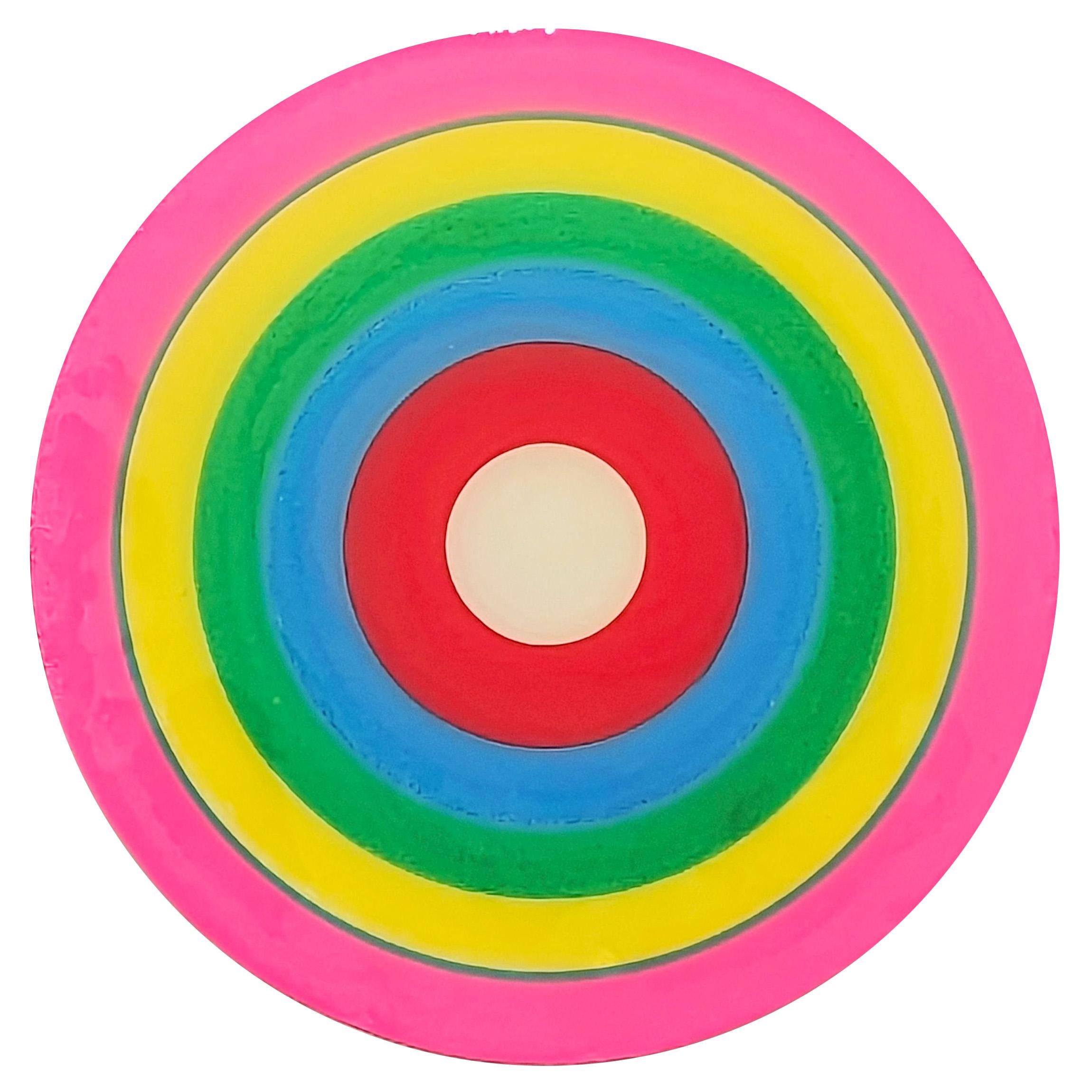 "Studio per una canzone 8" Pittura contemporanea colorata astratta a cerchi concentrici