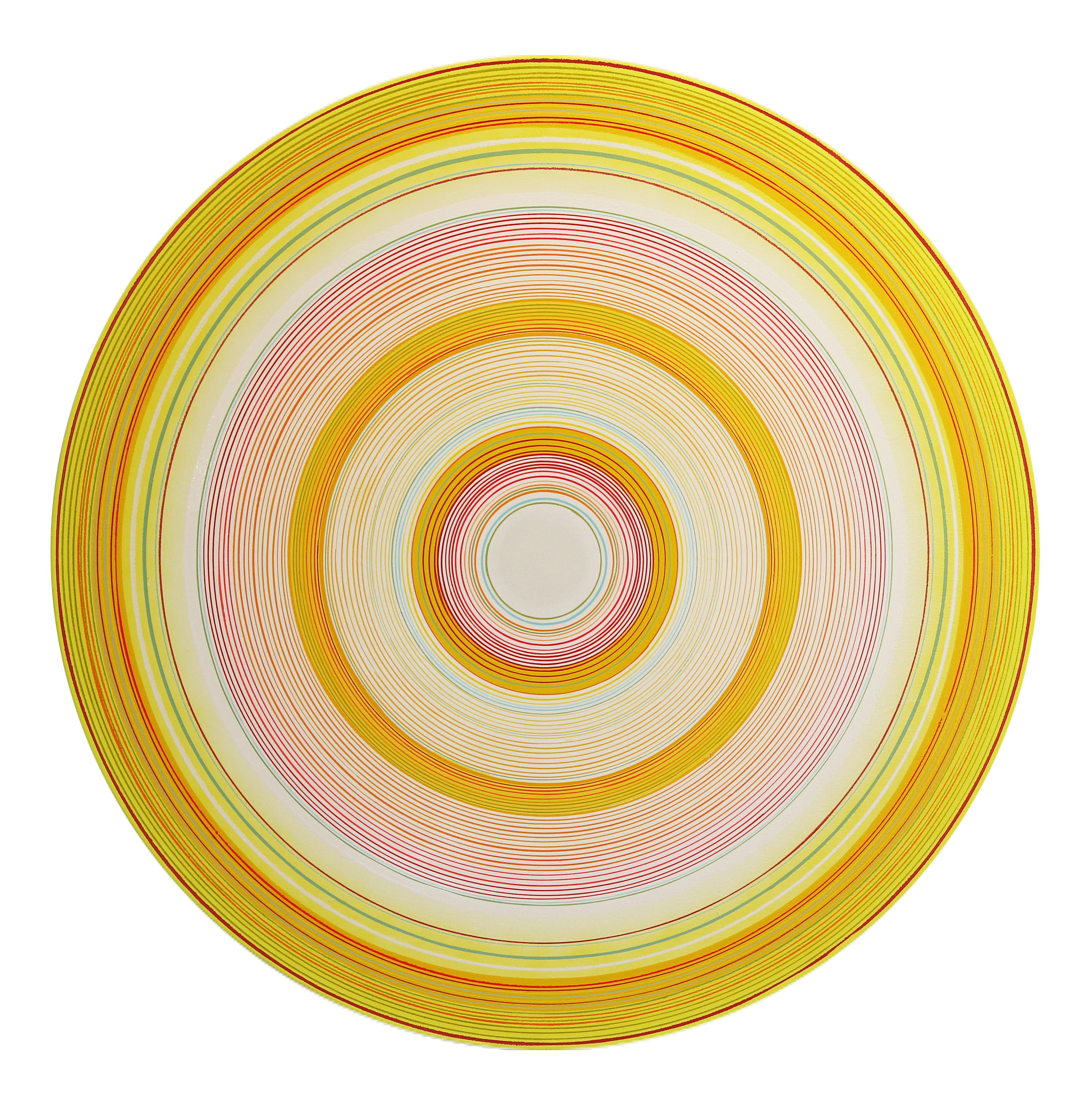 David Hardaker Abstract Painting - "Summer on my Mind" Yellow, Light Pink, and Orange Painting