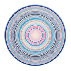 "Threads" Contemporary Abstract Blue, Pink, & White Concentric Circle Painting