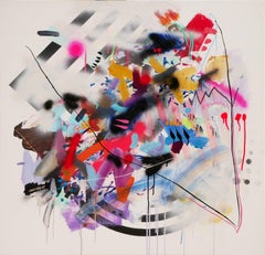 Peinture abstraite colorée sur supports mixtes sans titre (After Art Blakey)