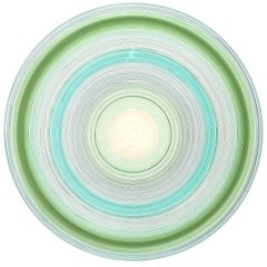 david hardaker "Wild" Contemporary Abstract Green and Aqua Concentric Circle Painting
