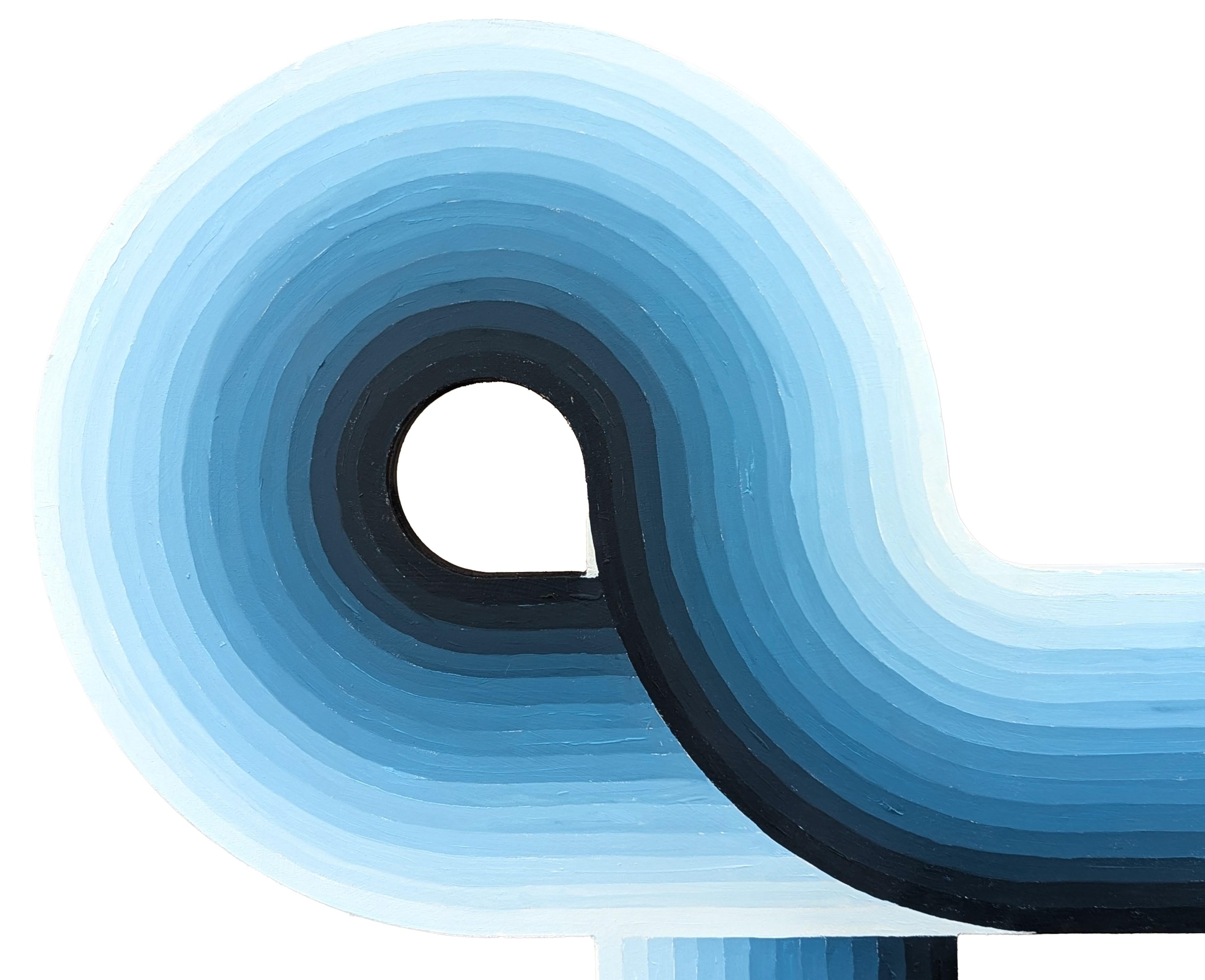Blue abstract contemporary concentric circle shaped painting by Houston, TX artist David Hardaker. Signed, titled, and dated by the artist on the reverse.

Artist Statement: The work is a response to music.

The application of texture and the act of