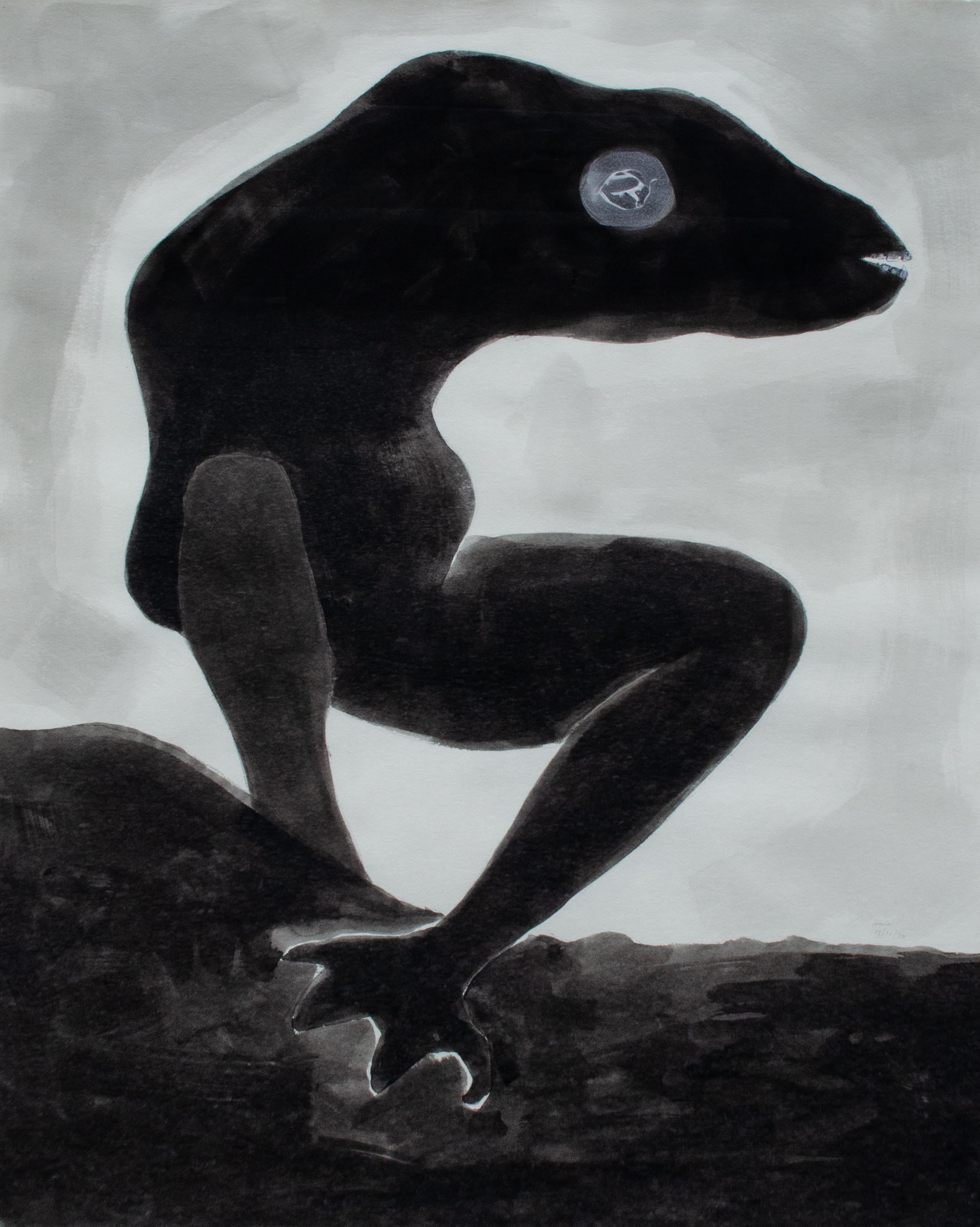 David Hare
Cronus Waiting, 1990
Tusche und Lavierung auf Papier auf Karton
34 x 25 1/4 Zoll

"Freiheit ist das, was wir wollen", erklärte David Hare 1965 kühn, fügte dann aber den Vorbehalt hinzu: "und das, wovor wir am meisten Angst haben." Niemand