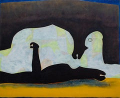 "Crono addormentato nella caverna" Composizione astratta in acrilico di grandi dimensioni di David Hare