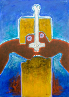 Abstraktes surrealistisches Gemälde „Cronus Descending“ aus Acryl auf Leinen von David Hare