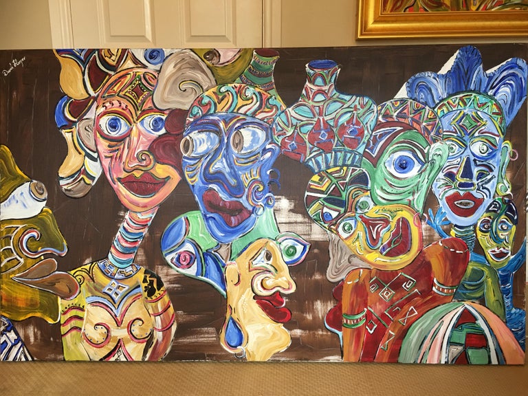 Africa People Watching - Abstract Expressionist Painting by David Harper