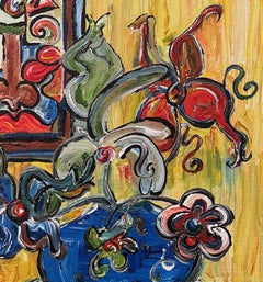 Chines Blue Vase. Contemporary Still Life Painting