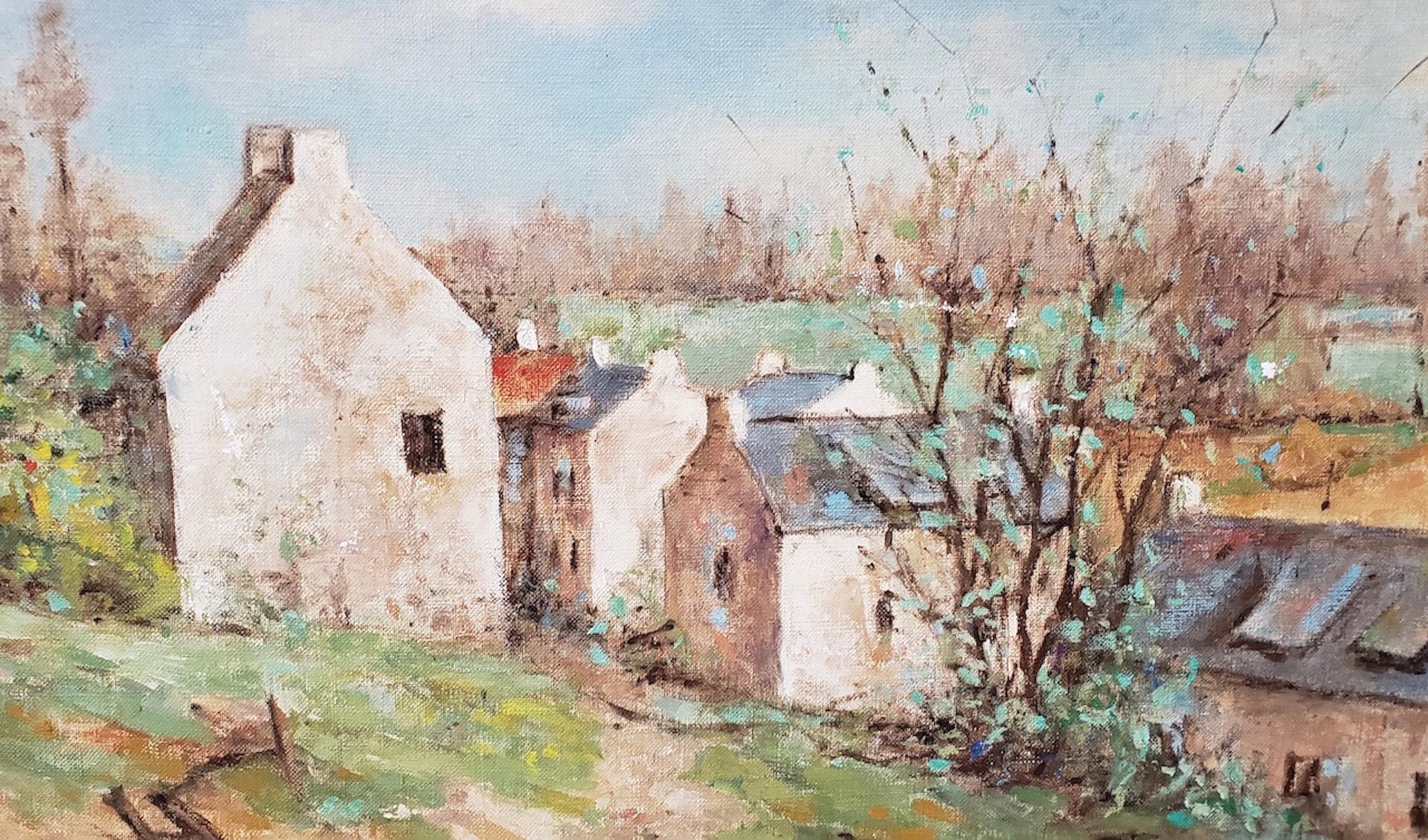 Peinture à l'huile originale de David Harris (Américain, 20e siècle) 