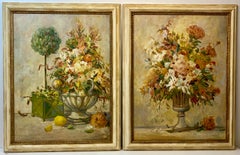 David Harris (American, 20th c.) Pair of Floral Still Life Paintings c.1970