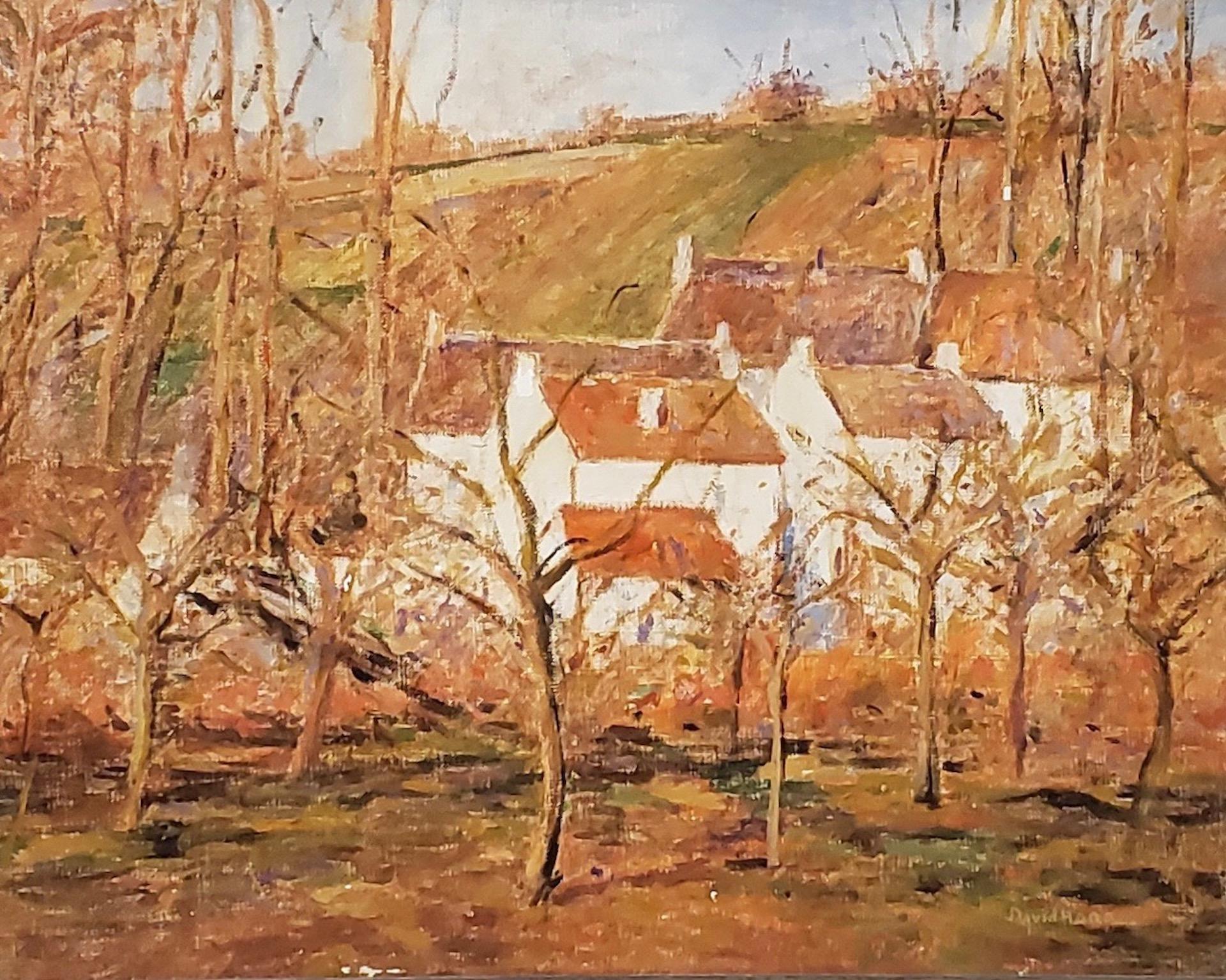 Vue de la forêt d'un village en Normandie par David Harris (Américain, 20e siècle) en vente 1