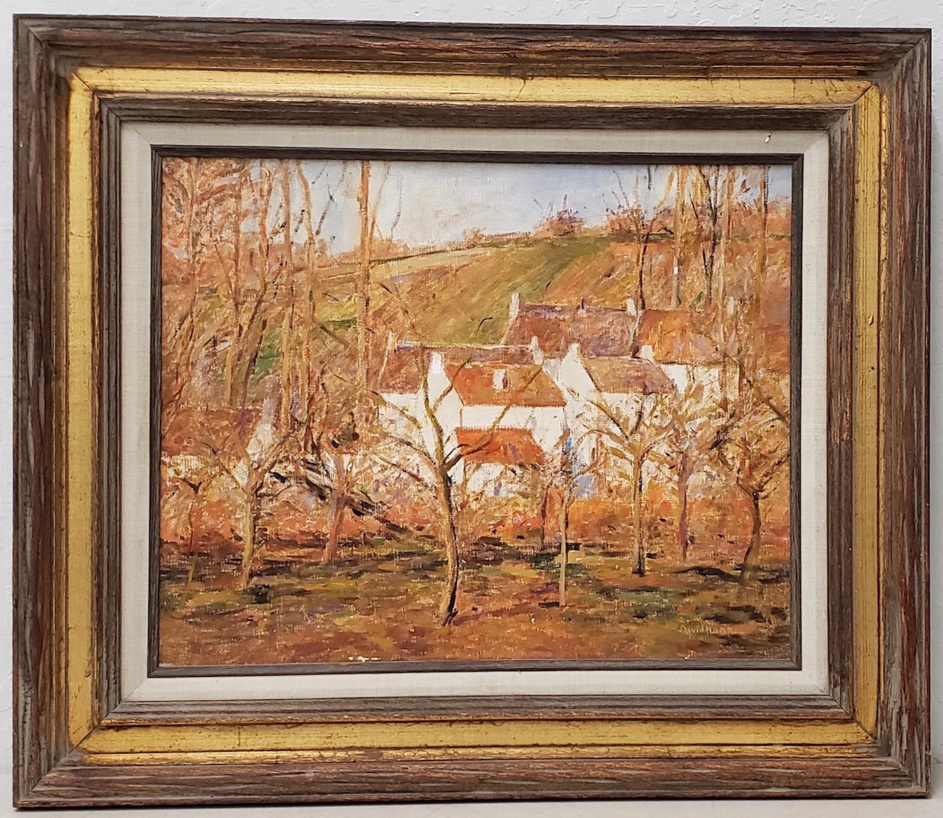 Vue de la forêt d'un village en Normandie par David Harris (Américain, 20e siècle)

Une belle peinture à l'huile originale de Normandie, France, par un artiste américain.

La peinture est sur toile et mesure 20" x 16". Le cadre d'époque mesure 27,5"