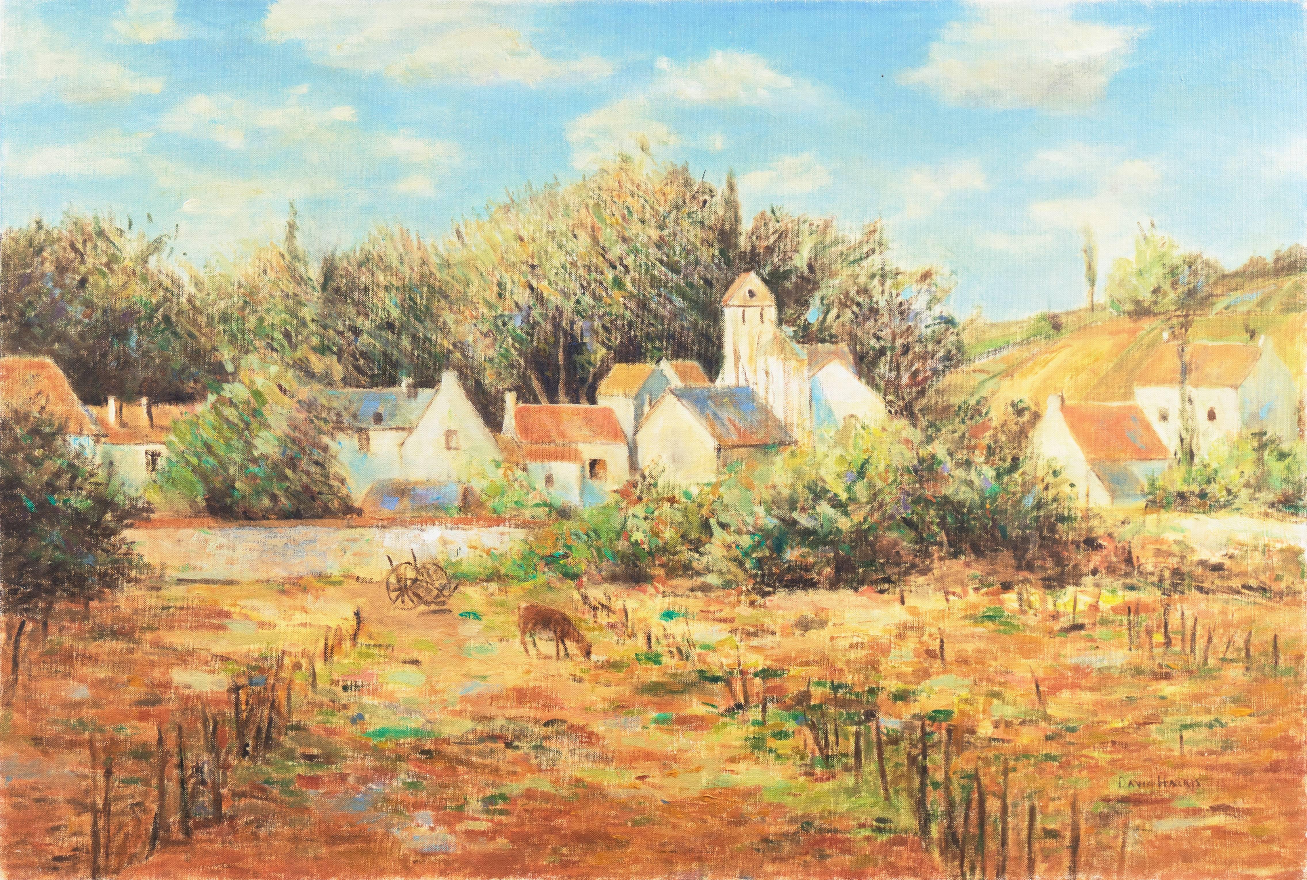 David Harris Landscape Painting – „Landschaft in der Provence“, großes amerikanisches impressionistisches Ölgemälde, kalifornischer Künstler