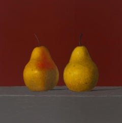 Two Pears #221 Oil painting on Panel 20" x 20" Realism Still-life Fruit