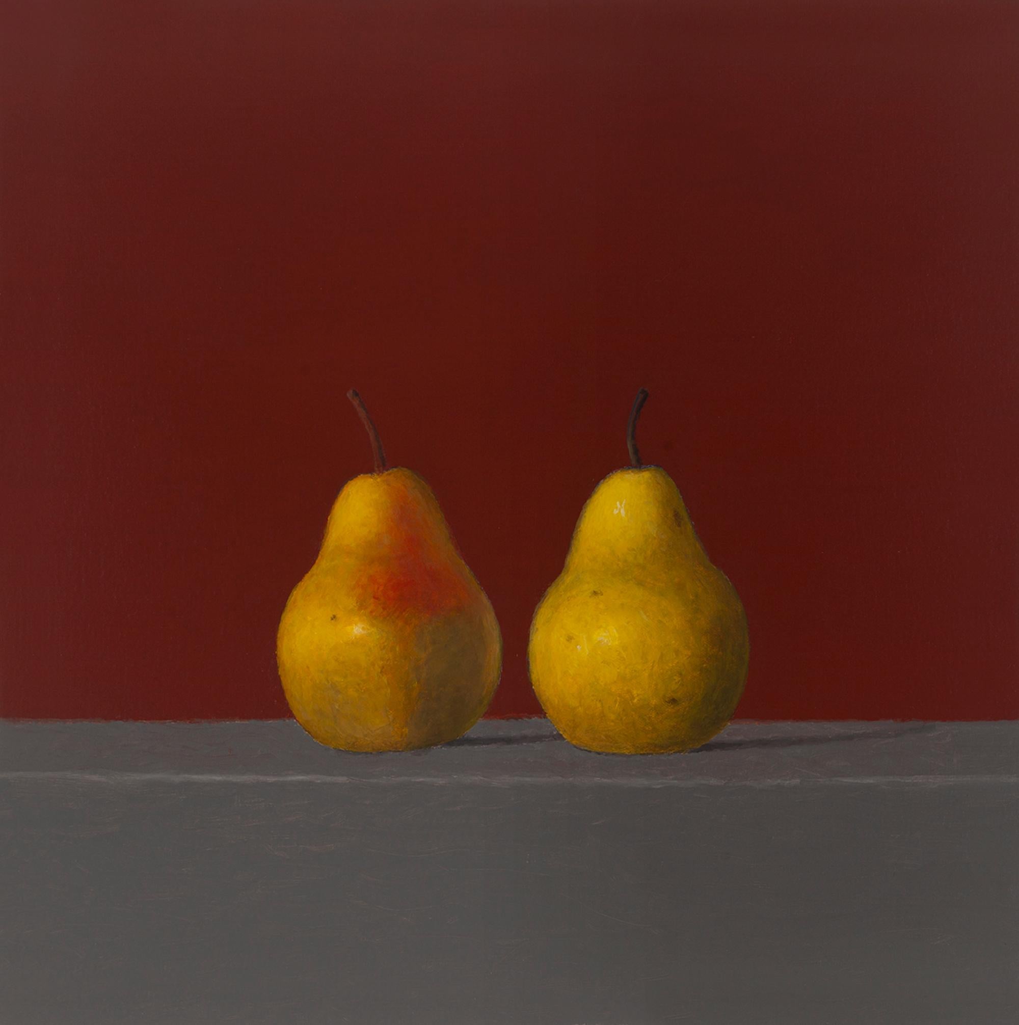 Two Pears #221 Oil painting on Panel 20" x 20" Realism Still-life Fruit