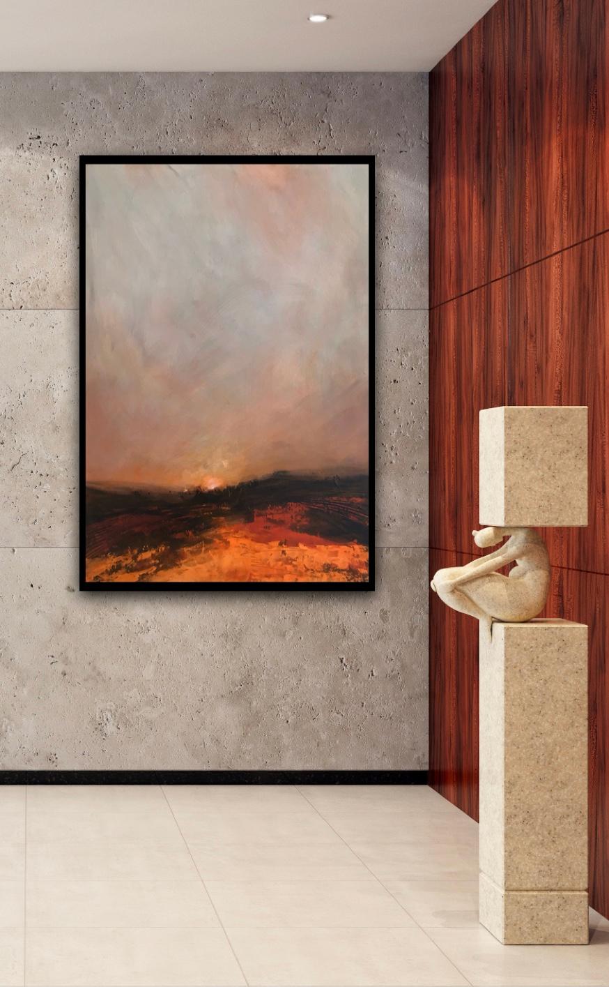 Hilltop, art d'origine, peinture contemporaine, paysage, paysage ciel, abstrait - Painting de David Hay