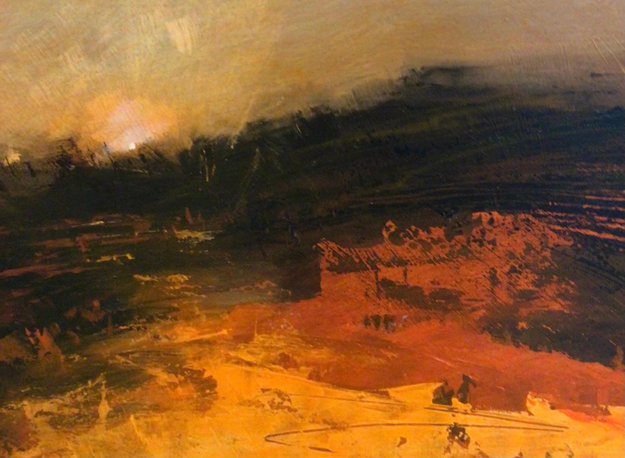 Hilltop, art d'origine, peinture contemporaine, paysage, paysage ciel, abstrait - Impressionnisme abstrait Painting par David Hay