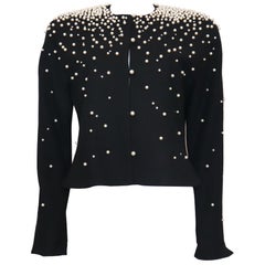 David Hayes Chaqueta negra con perlas y brillantes Circa 1990s