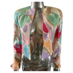 David Hayes per Saks Fifth Avenue Giacca da sera astratta in paillettes NWT Taglia 4